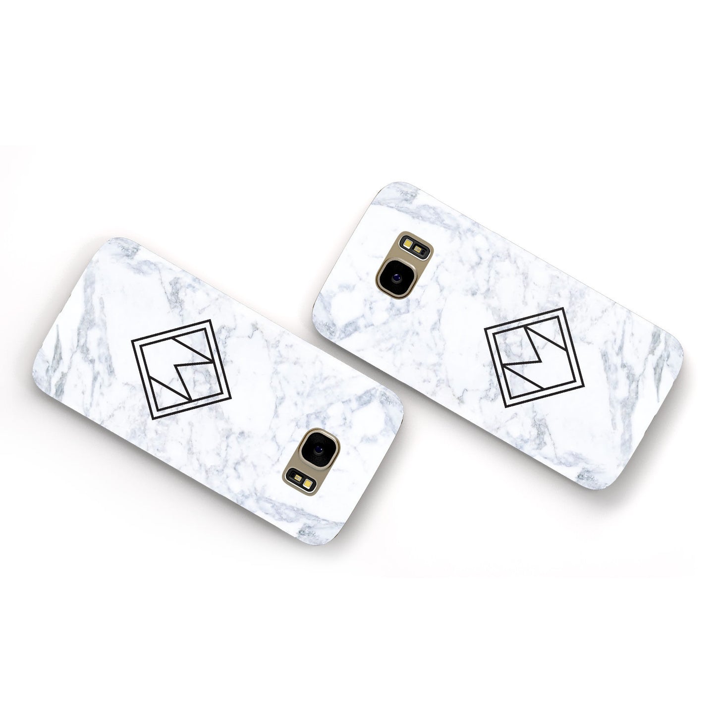 Personalised Marble Customised Initials Samsung Galaxy Case Flat Overview