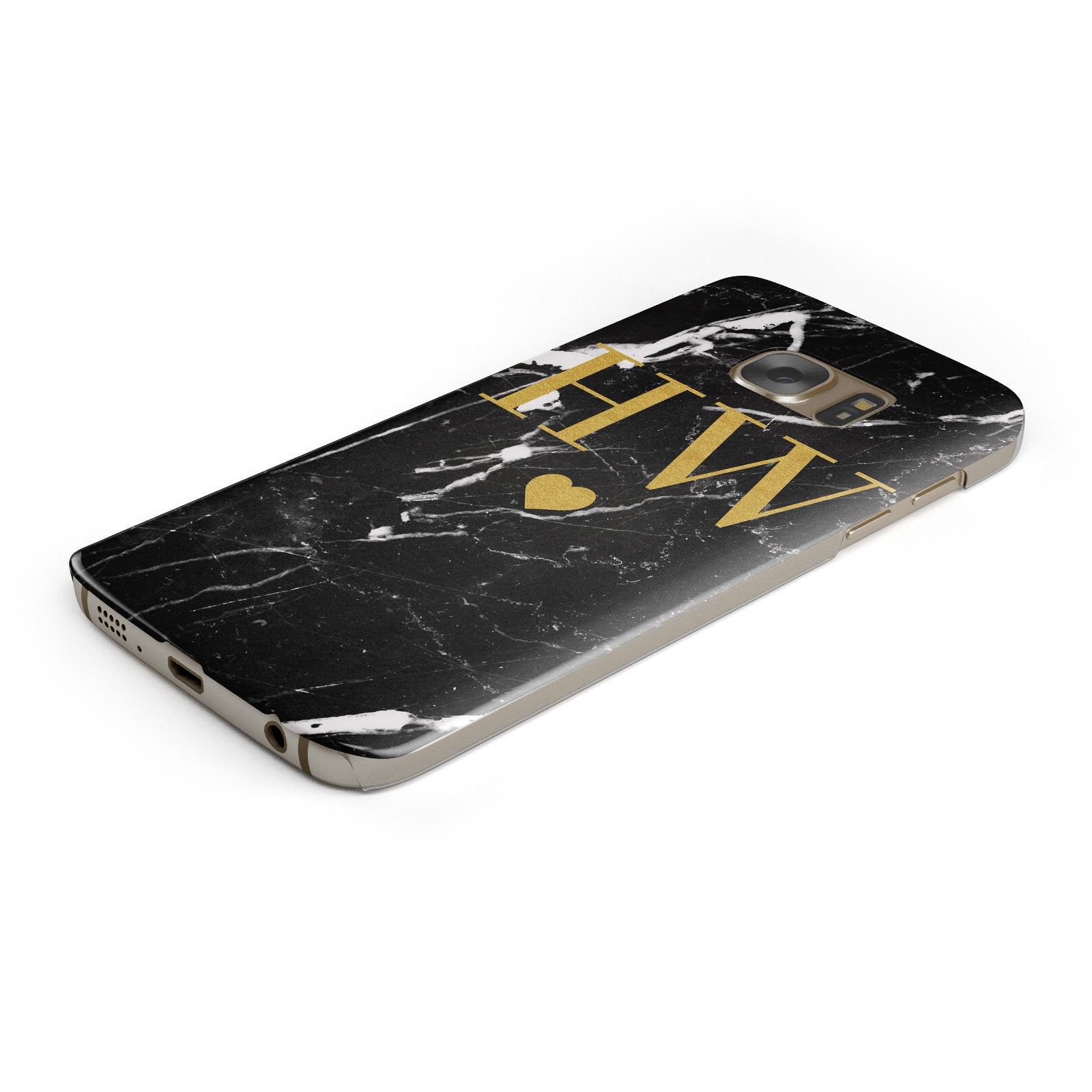 Marble Gold Initials Monogram Personalised Samsung Galaxy Case Bottom Cutout