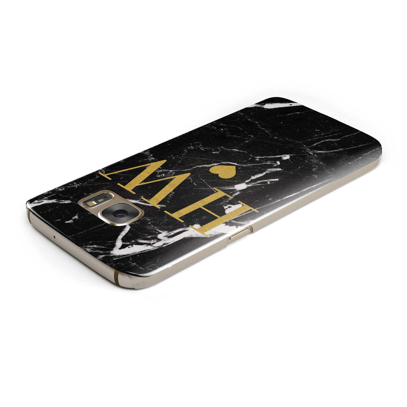 Marble Gold Initials Monogram Personalised Samsung Galaxy Case Top Cutout