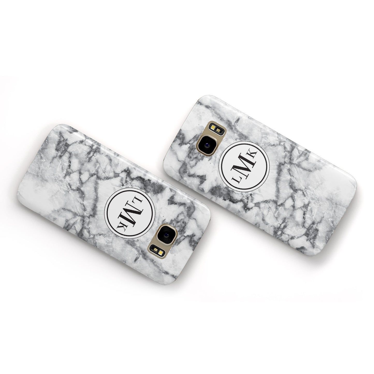 Marble Initials Circle Personalised Samsung Galaxy Case Flat Overview