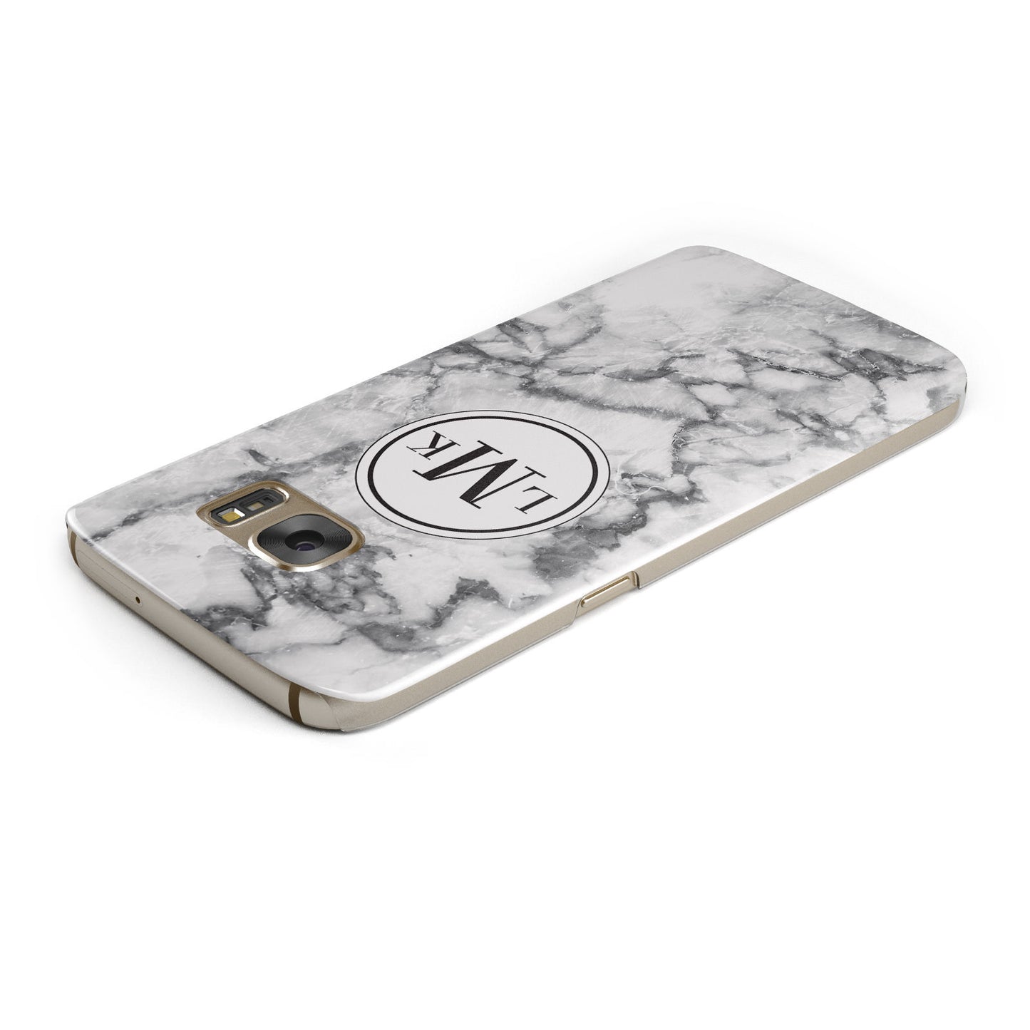 Marble Initials Circle Personalised Samsung Galaxy Case Top Cutout