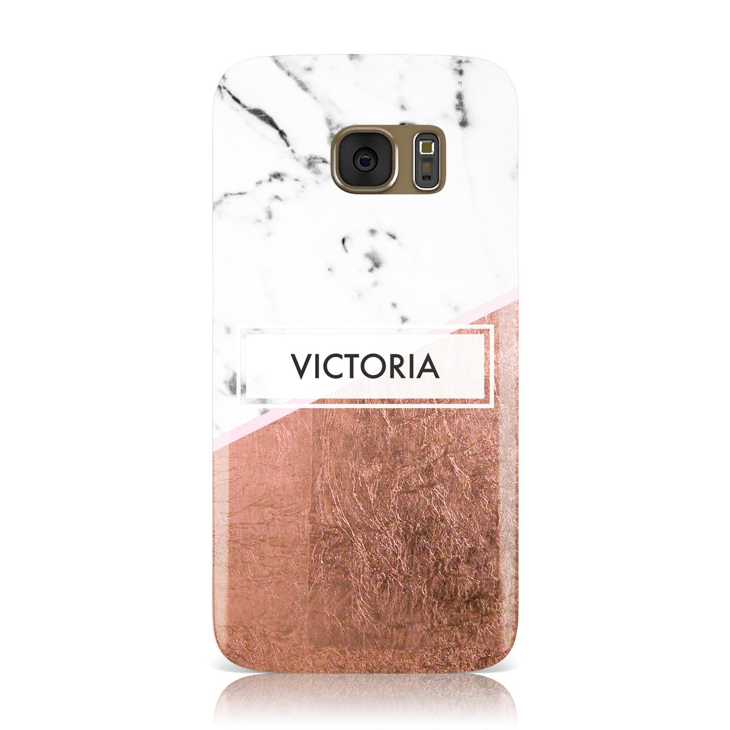 Personalised Marble Rose Gold Name Initials Samsung Galaxy Case