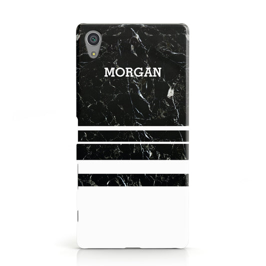 Personalised Marble Stripes Name Initials Sony Xperia Case