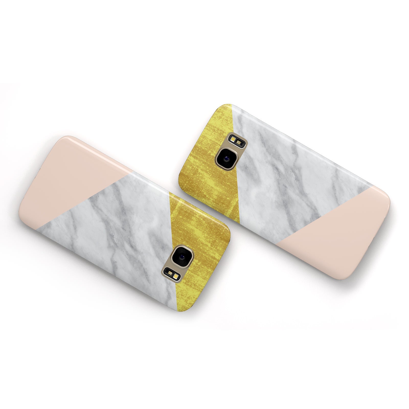 Marble White Gold Foil Peach Samsung Galaxy Case Flat Overview