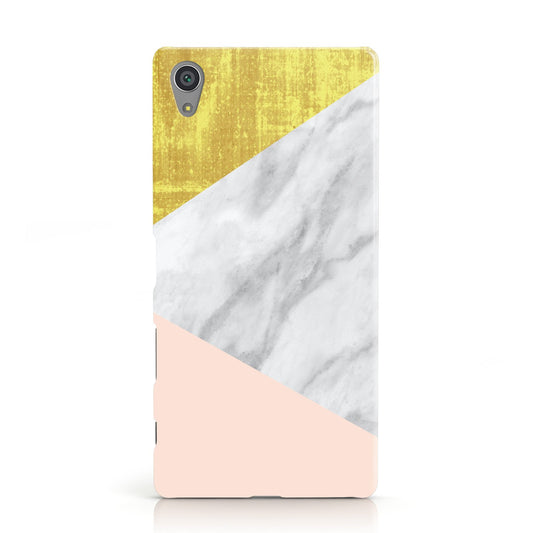 Marble White Gold Foil Peach Sony Xperia Case