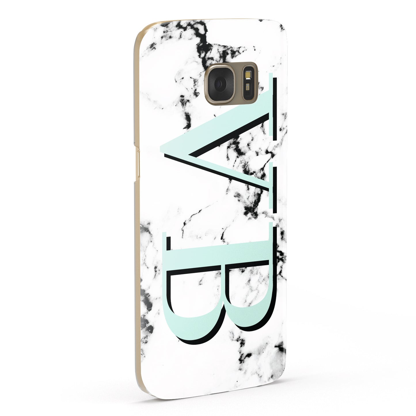 Personalised Mint Big Initials Marble Samsung Galaxy Case Fourty Five Degrees