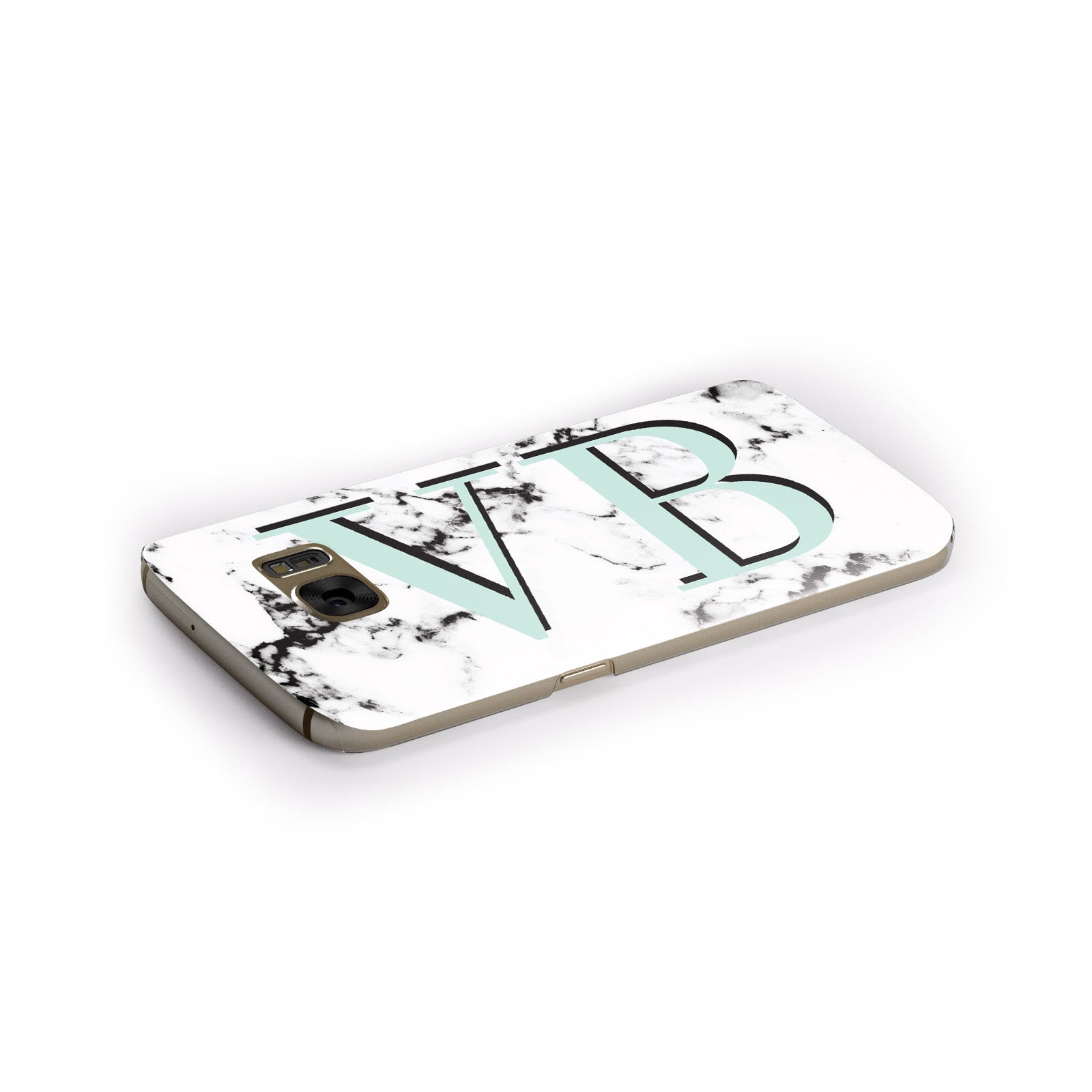 Personalised Mint Big Initials Marble Samsung Galaxy Case Side Close Up