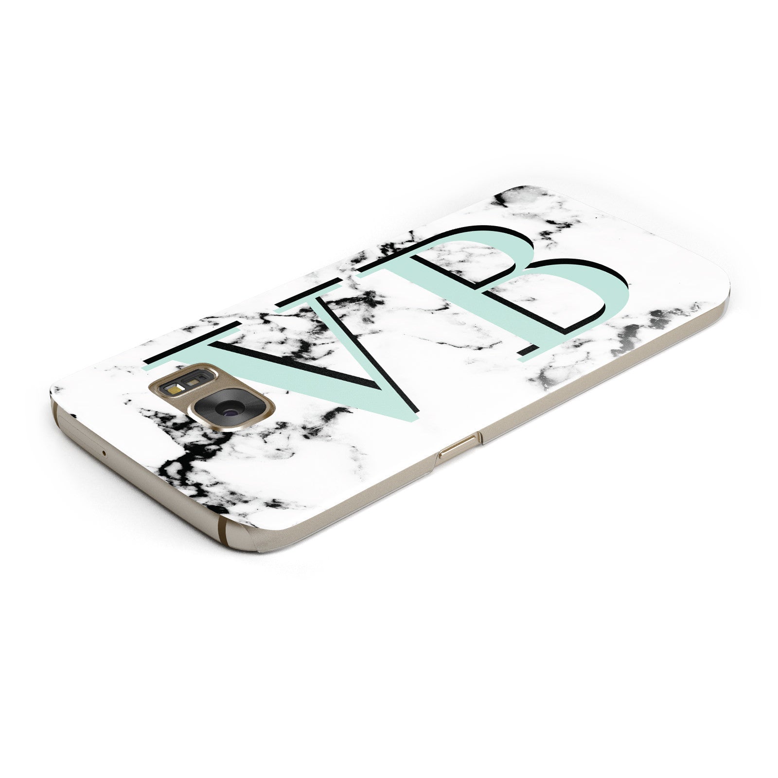 Personalised Mint Big Initials Marble Samsung Galaxy Case Top Cutout