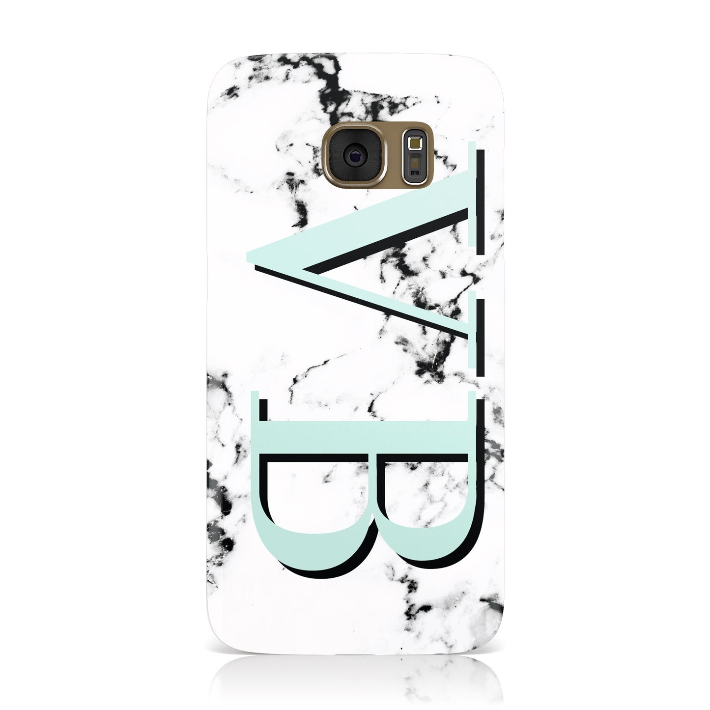 Personalised Mint Big Initials Marble Samsung Galaxy Case