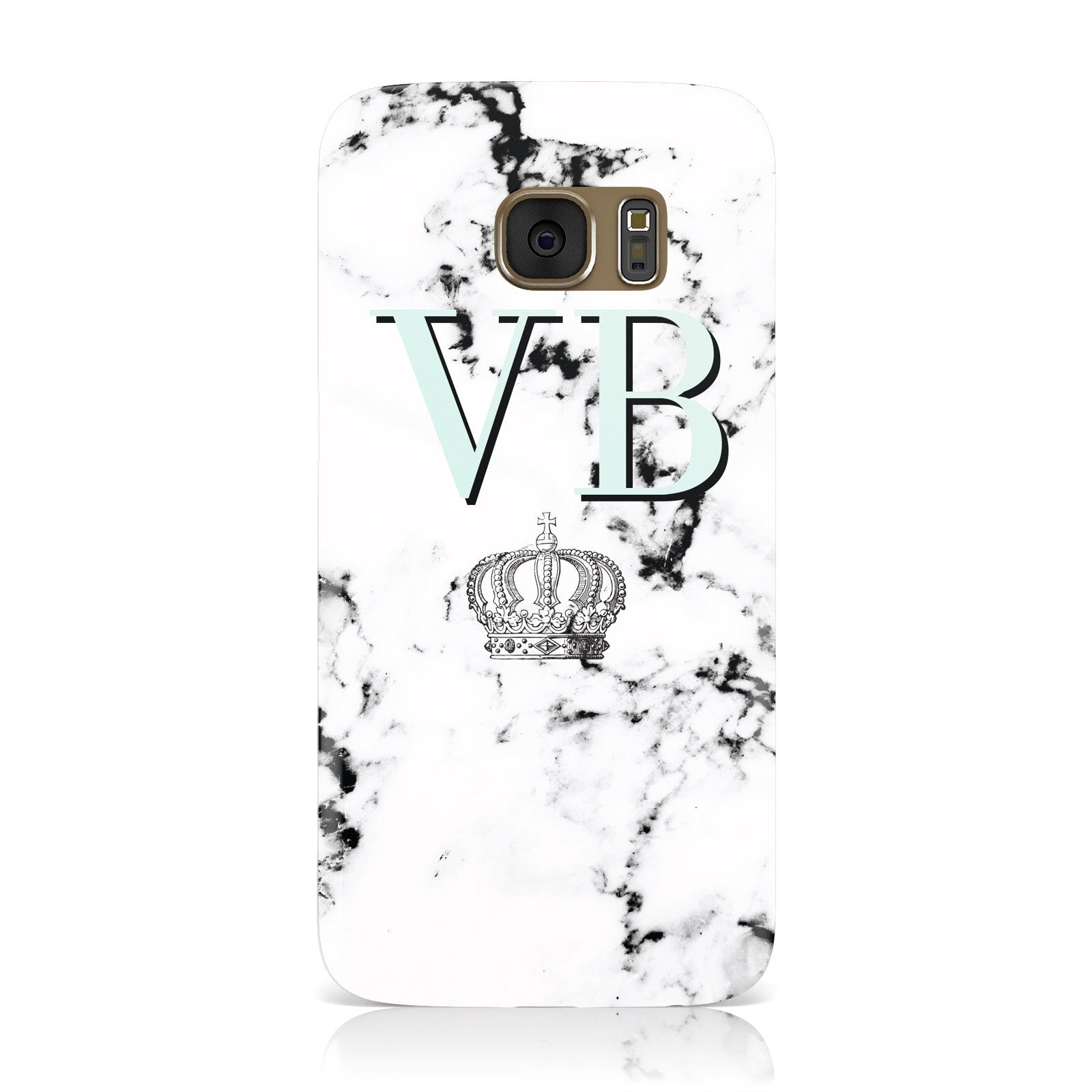 Personalised Mint Crown Initials Marble Samsung Galaxy Case