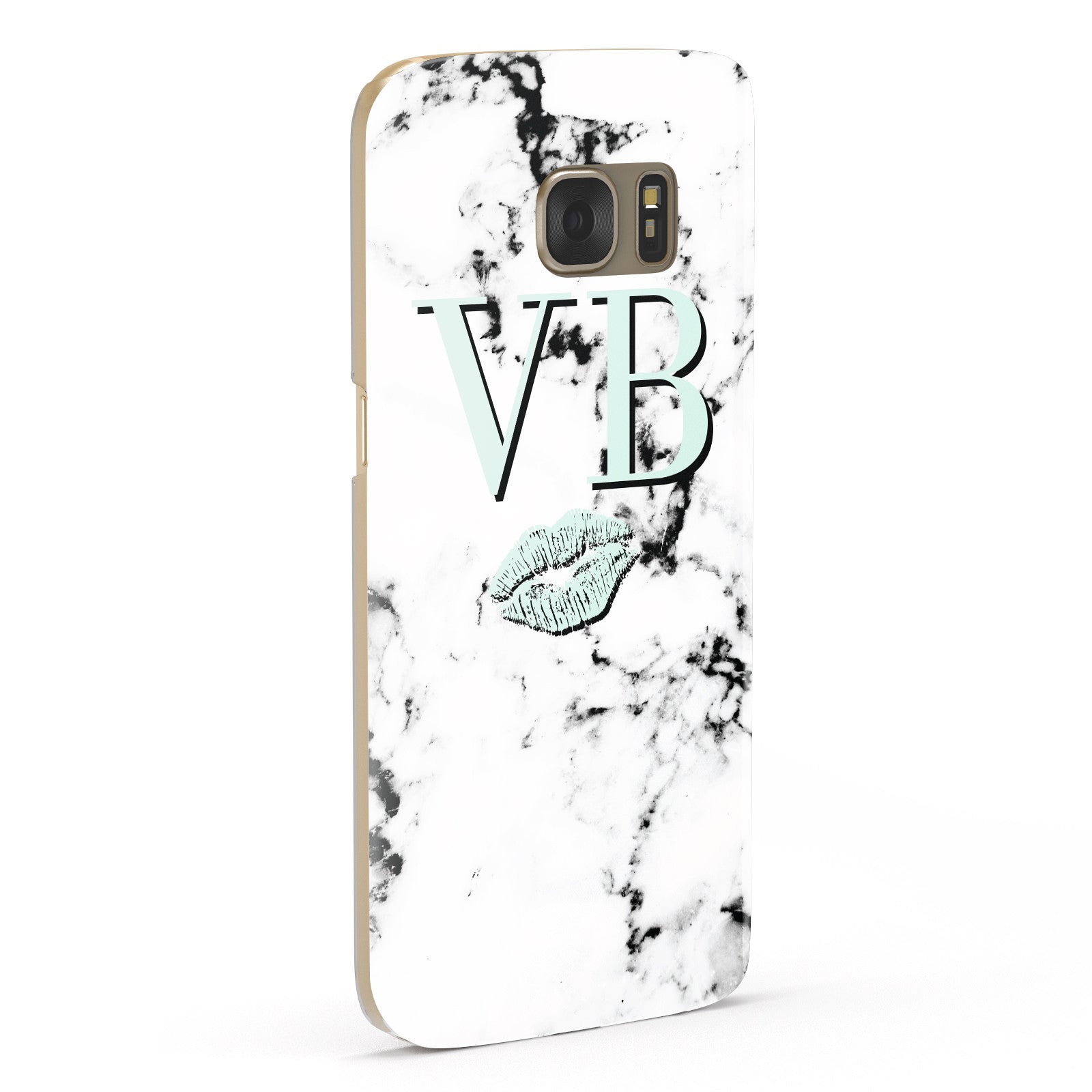 Personalised Mint Lips Initials Marble Samsung Galaxy Case Fourty Five Degrees