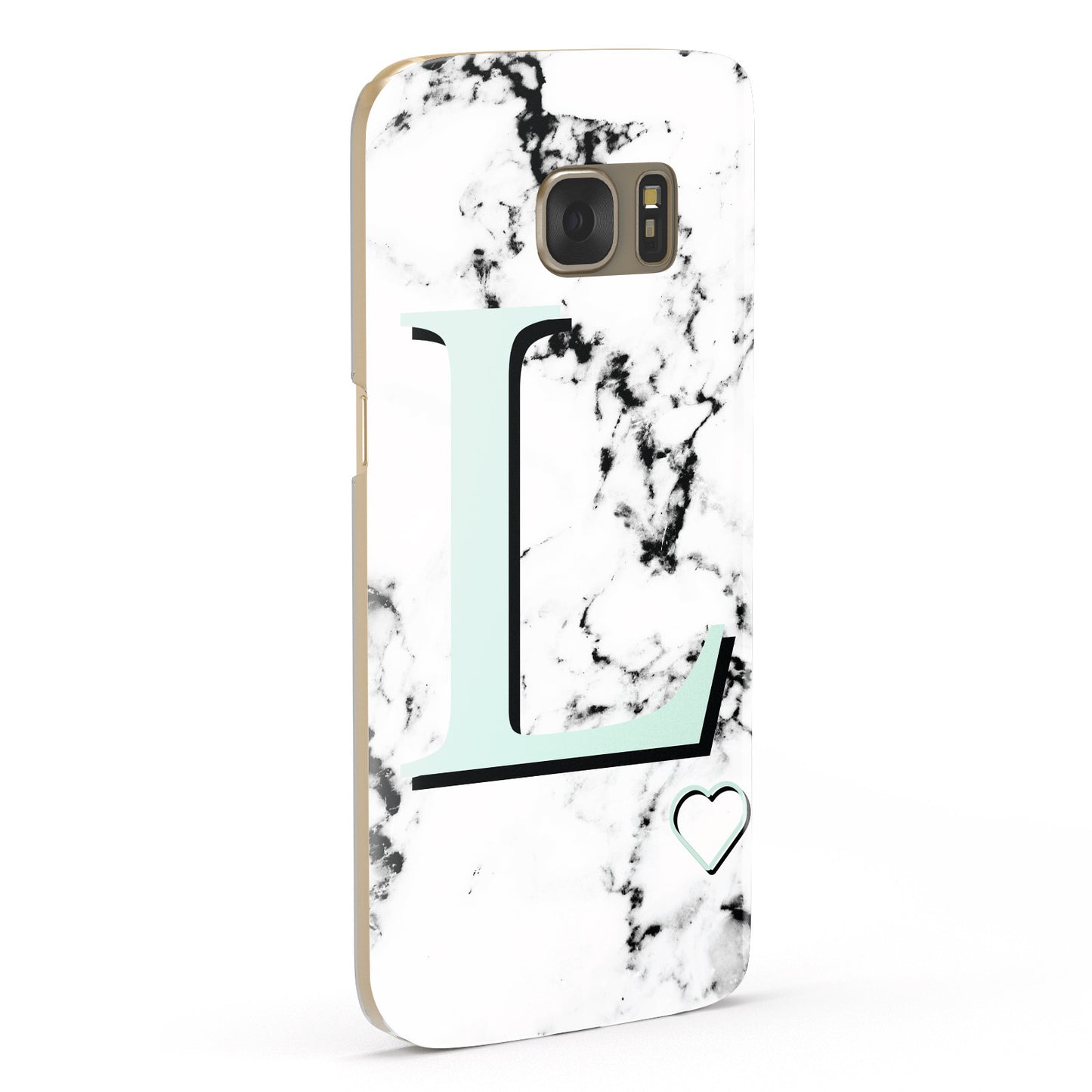 Personalised Mint Monogram Marble Heart Samsung Galaxy Case Fourty Five Degrees