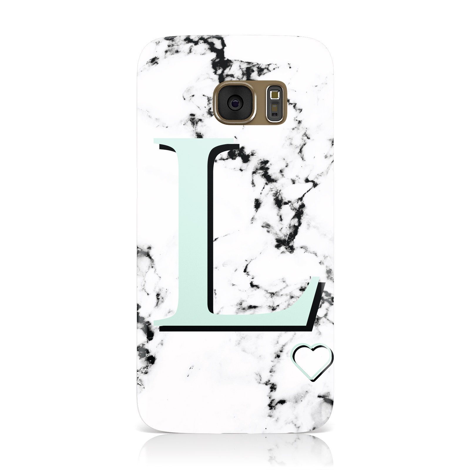 Personalised Mint Monogram Marble Heart Samsung Galaxy Case