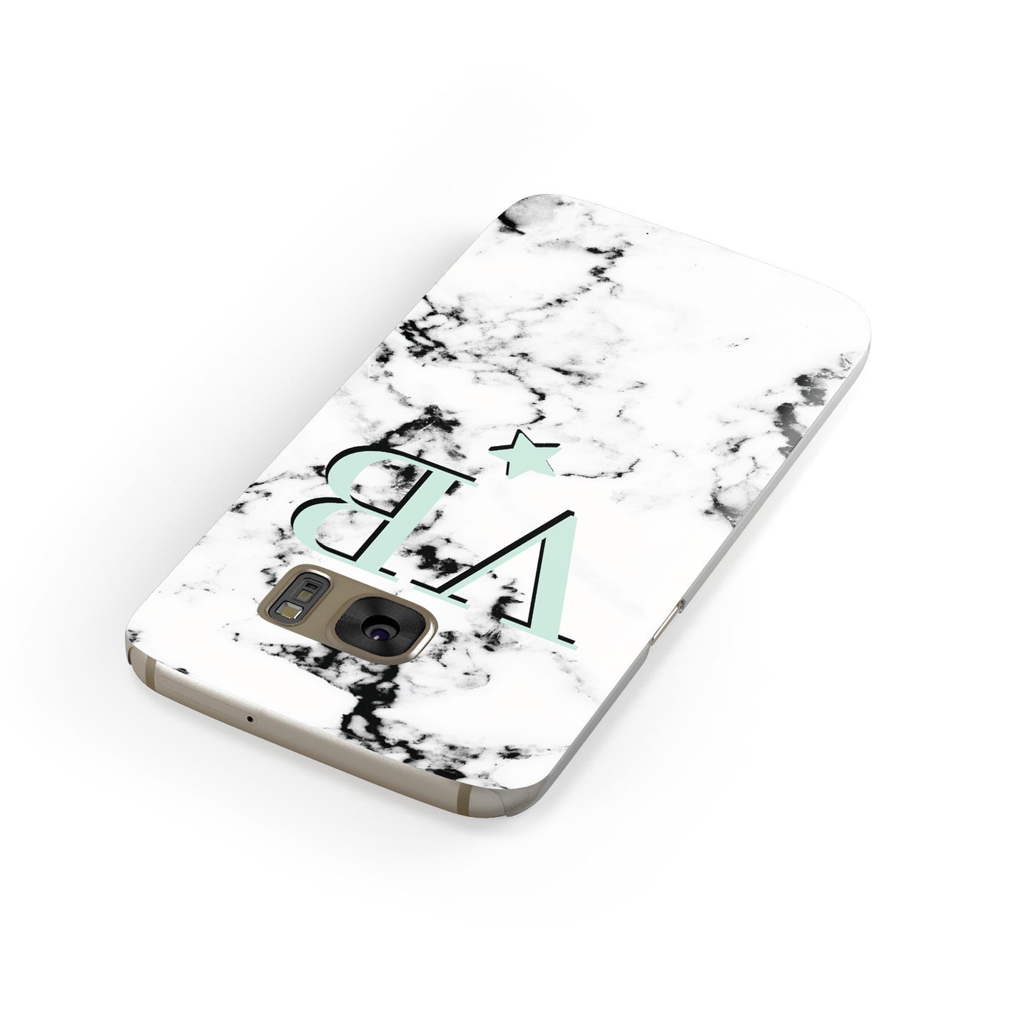 Personalised Mint Star With Monogram Marble Samsung Galaxy Case Front Close Up