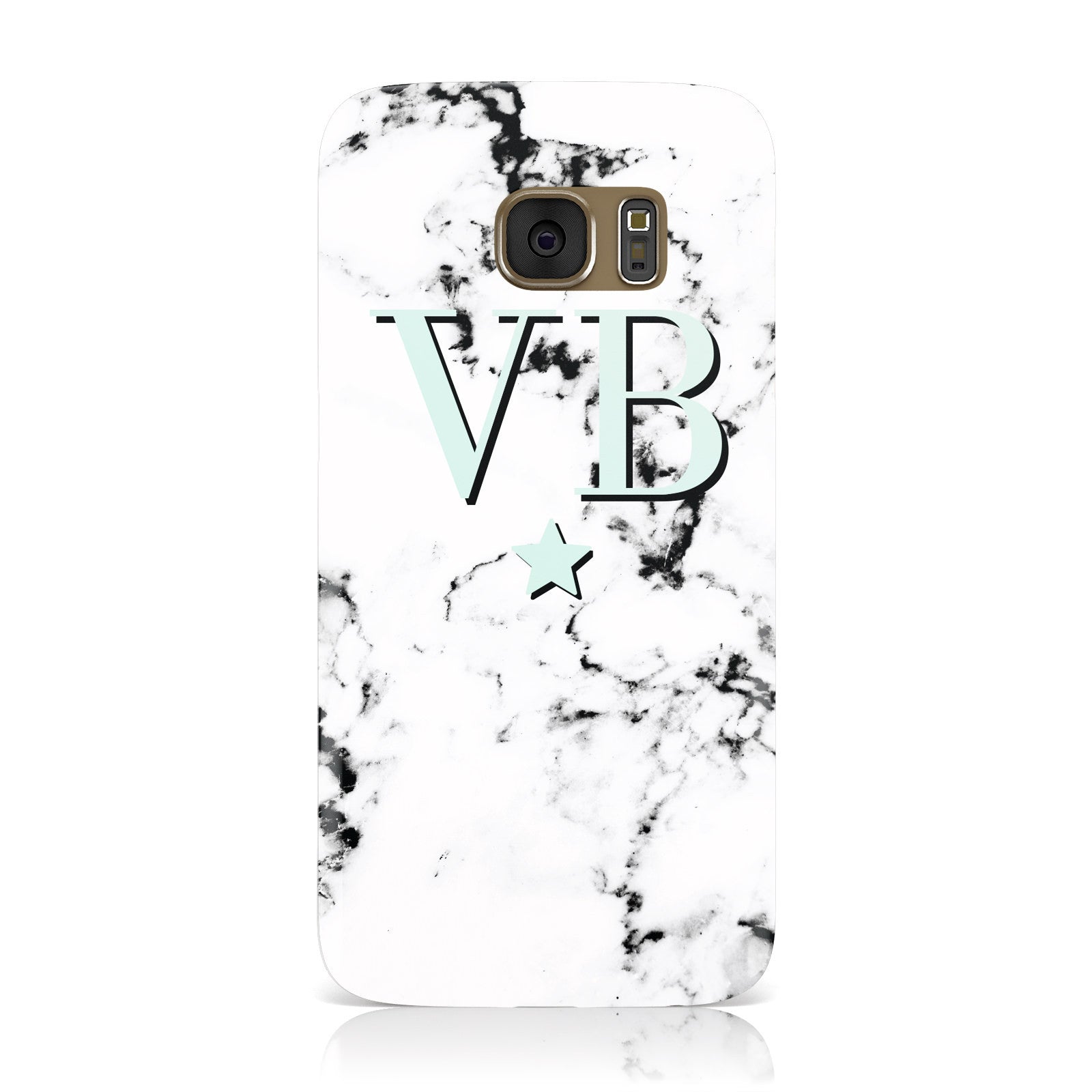 Personalised Mint Star With Monogram Marble Samsung Galaxy Case