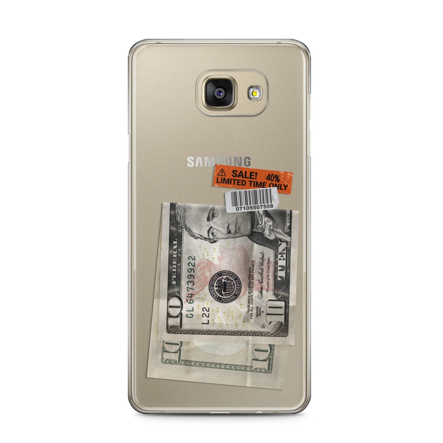 Money and Sale Sticker Samsung Galaxy A5 2016 Case on gold phone