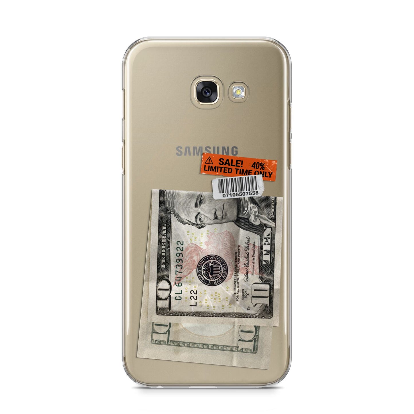 Money and Sale Sticker Samsung Galaxy A5 2017 Case on gold phone