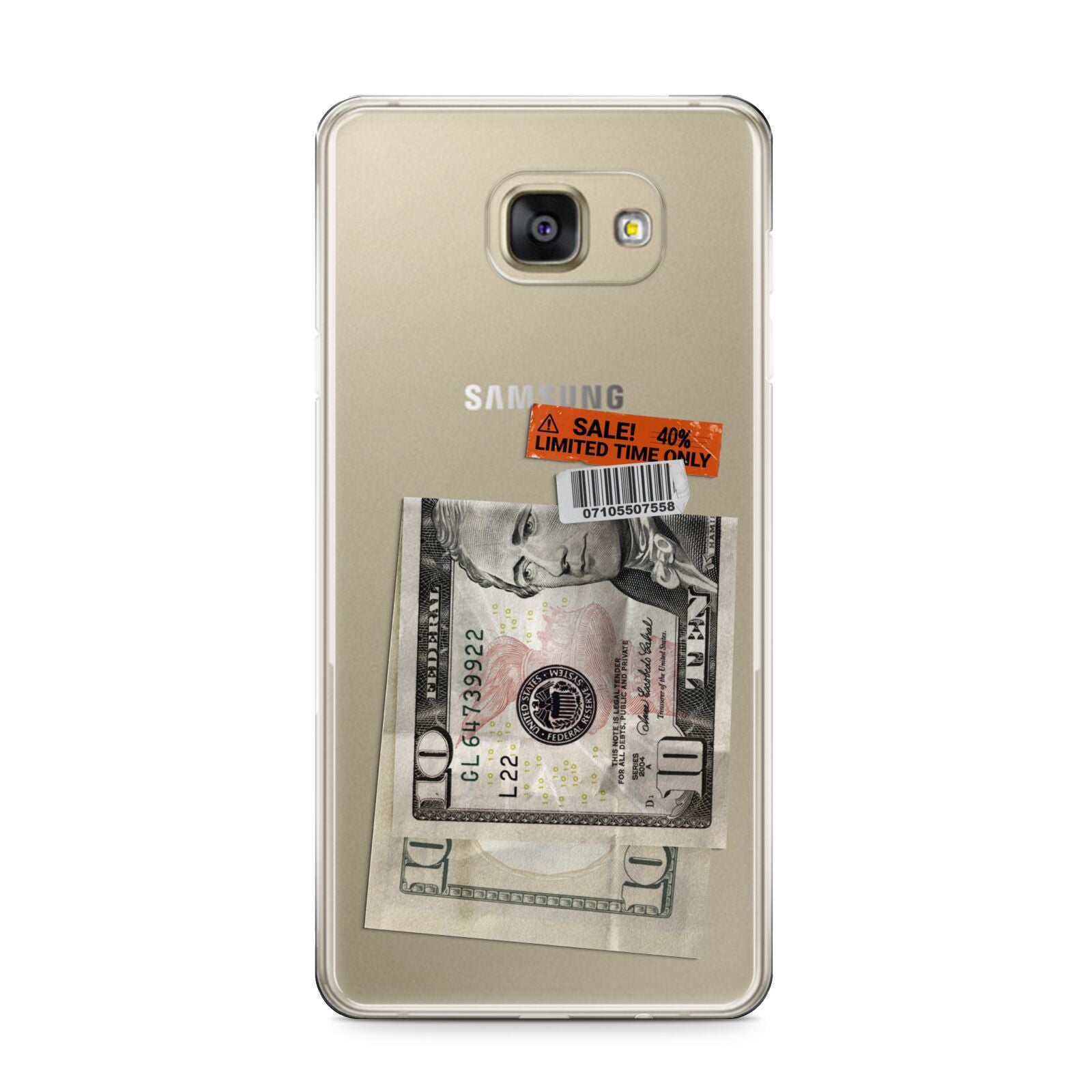 Money and Sale Sticker Samsung Galaxy A9 2016 Case on gold phone