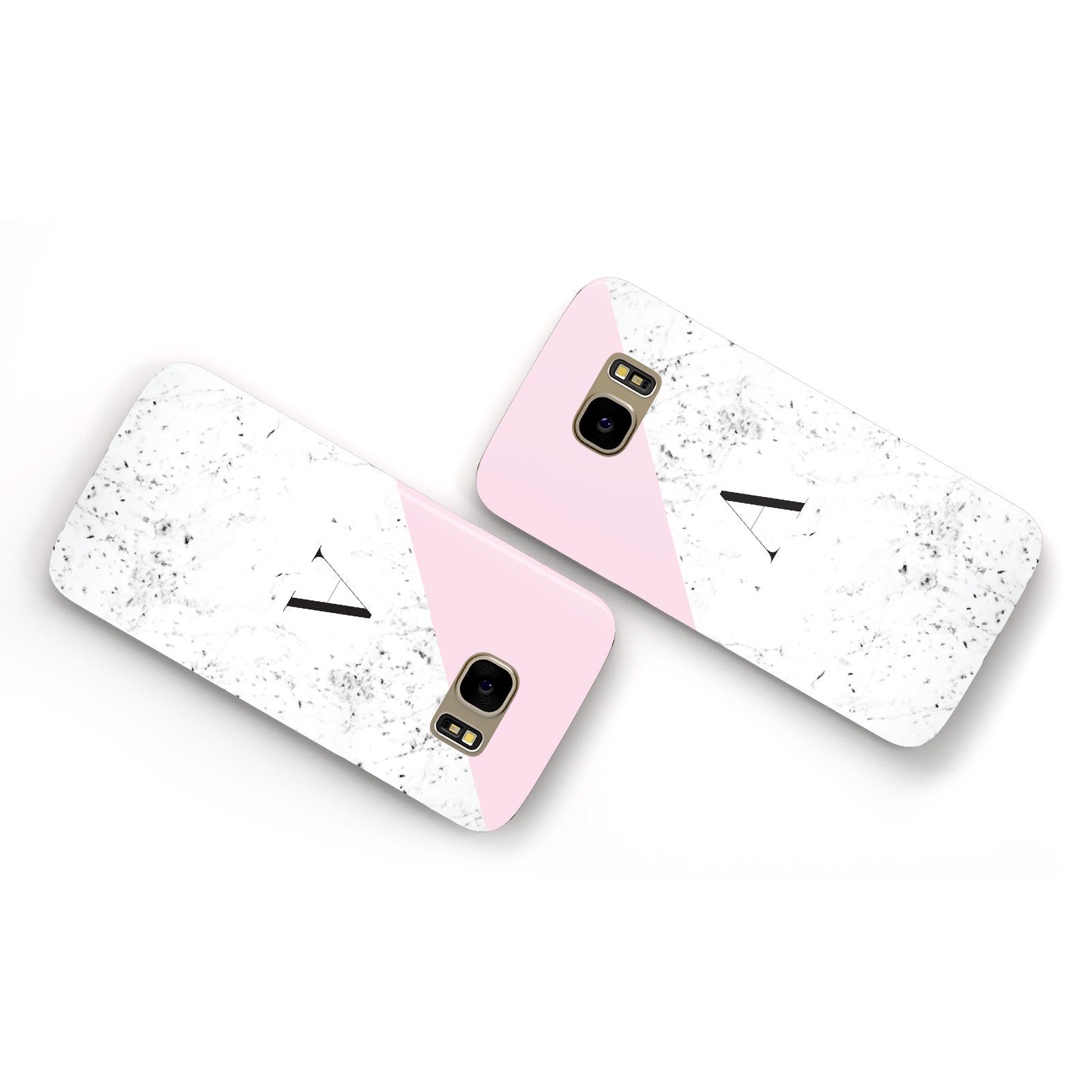 Personalised Monogram Initial Letter Marble Samsung Galaxy Case Flat Overview