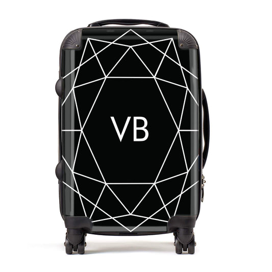Personalised Black & Initials Geometric Suitcase
