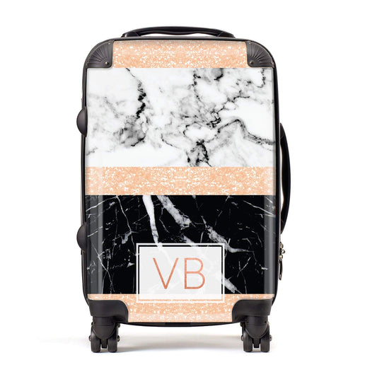 Personalised Black Marble Initials Suitcase