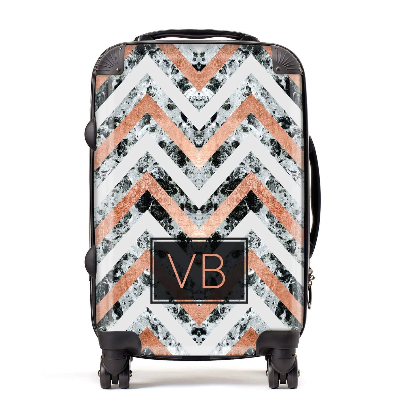 Personalised Chevron Marble Initials Suitcase