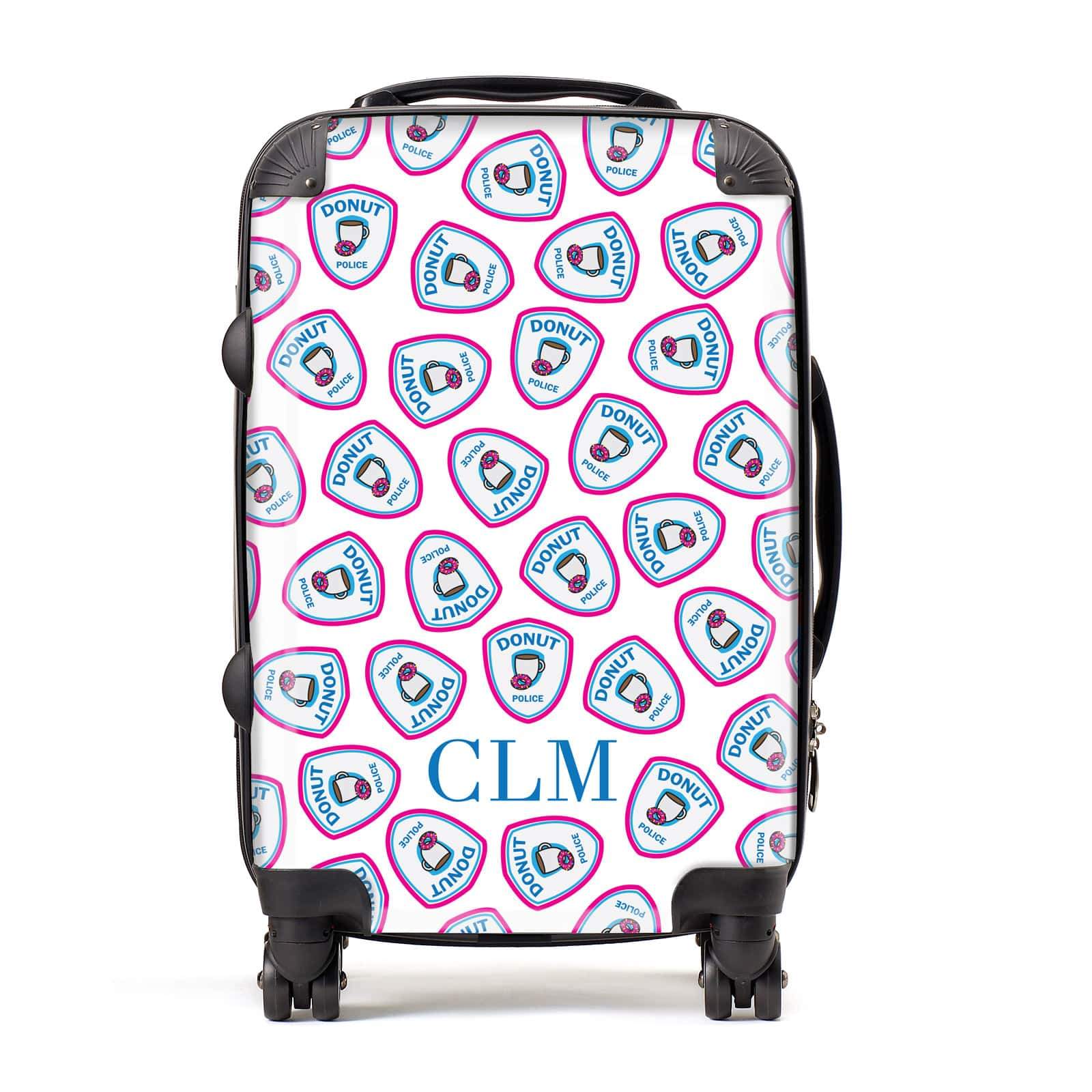 Personalised Donut Police Initials Suitcase
