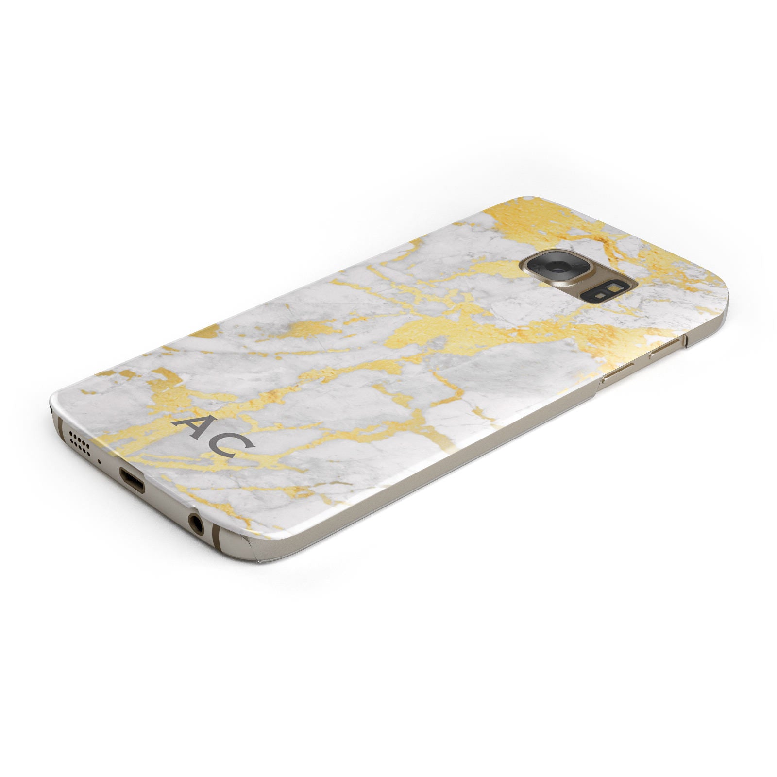 Personalised Gold Marble Initials Samsung Galaxy Case Bottom Cutout