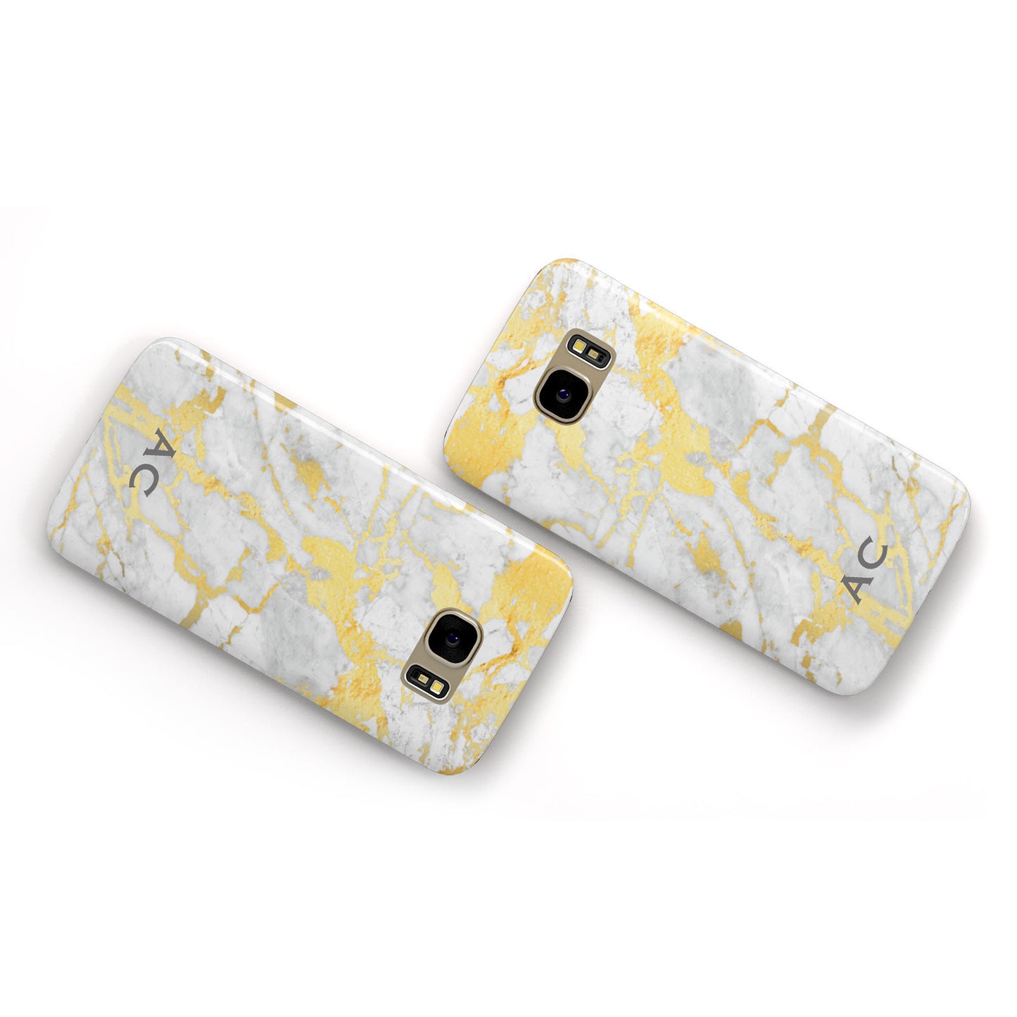 Personalised Gold Marble Initials Samsung Galaxy Case Flat Overview