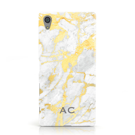 Personalised Gold Marble Initials Sony Xperia Case