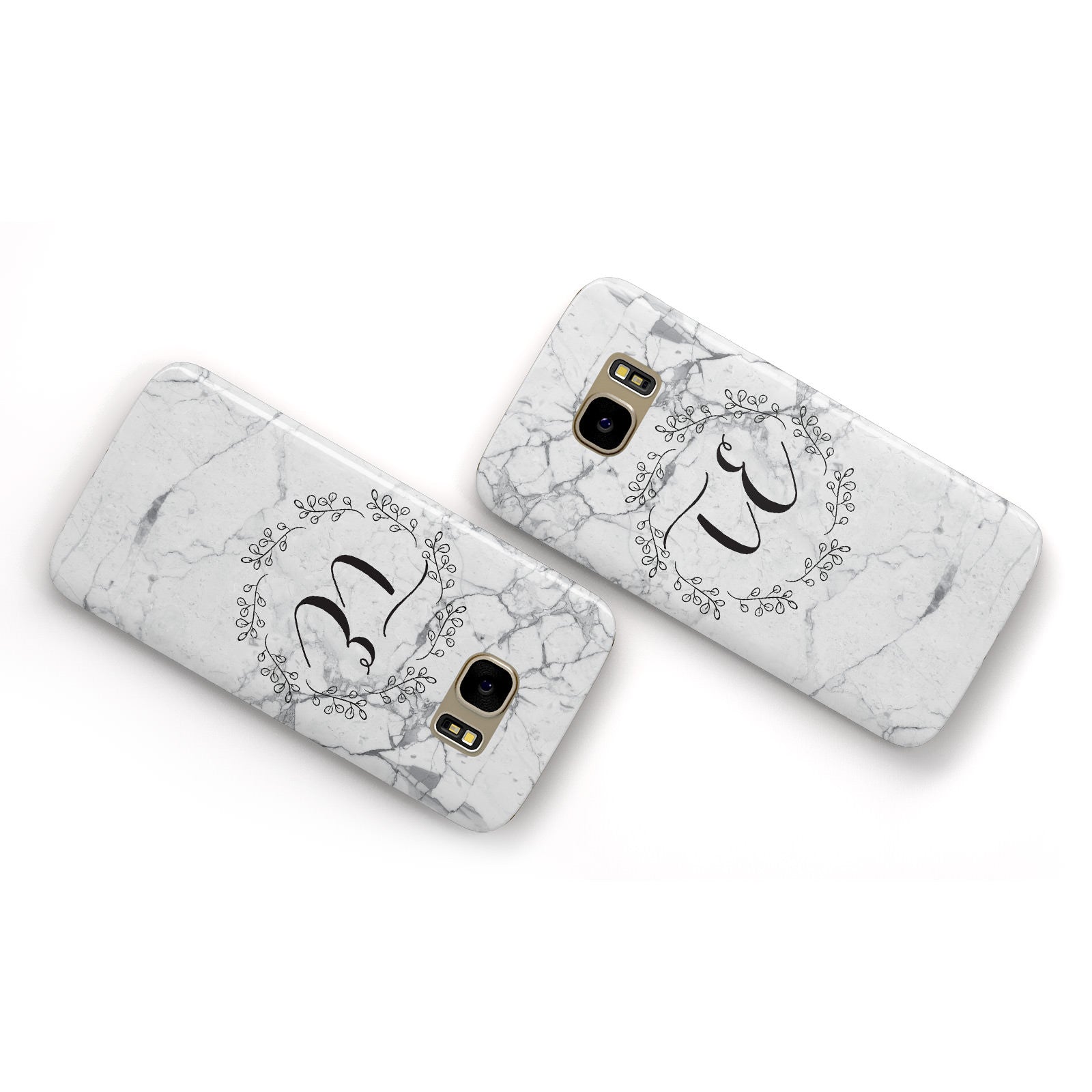 Personalised Initials Marble Samsung Galaxy Case Flat Overview