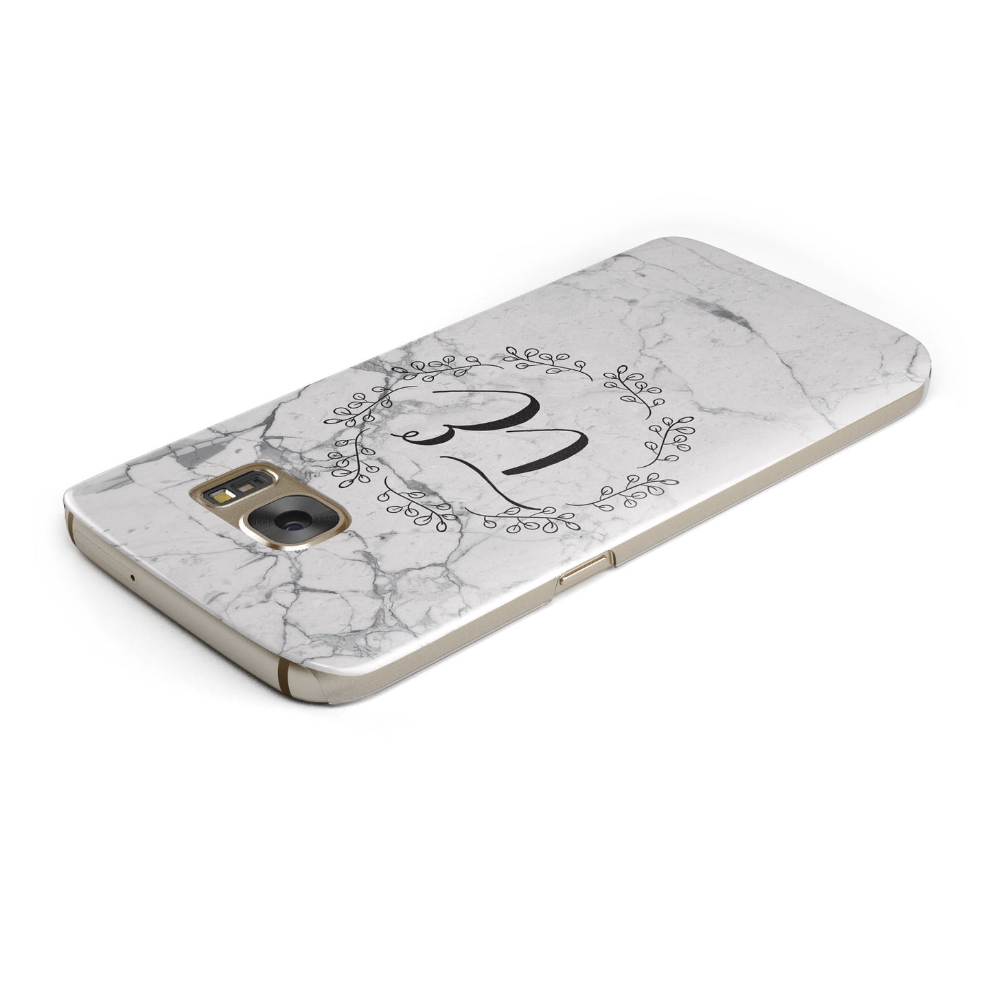 Personalised Initials Marble Samsung Galaxy Case Top Cutout