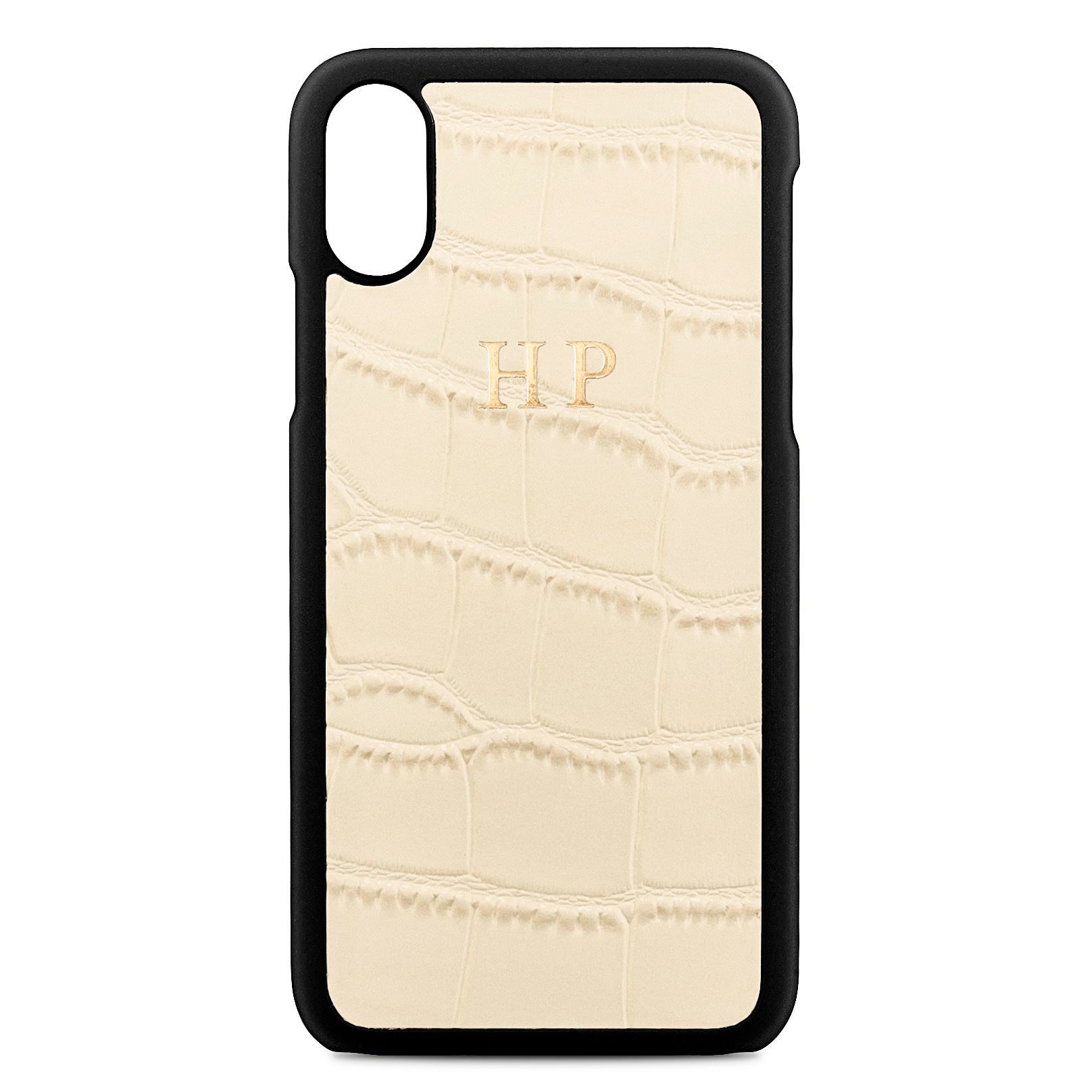 Personalised Ivory Croc Leather iPhone Case Dyefor