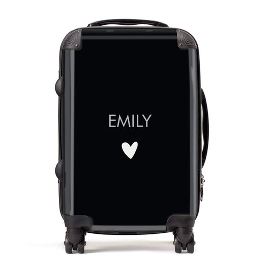 Personalised Name & Heart Black Suitcase