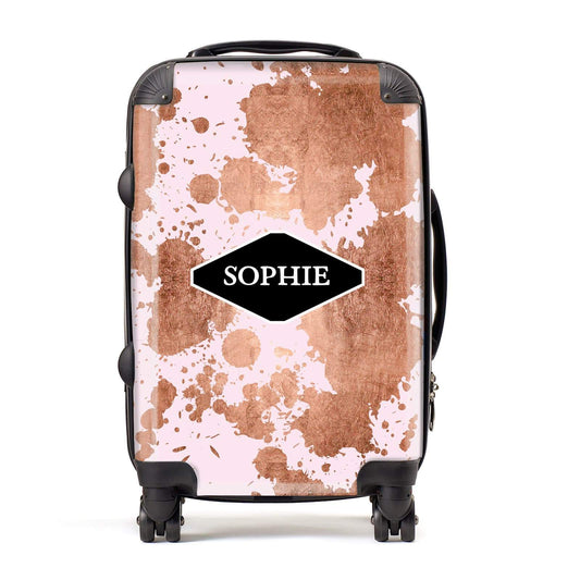 Personalised Pink Copper Splatter & Name Suitcase