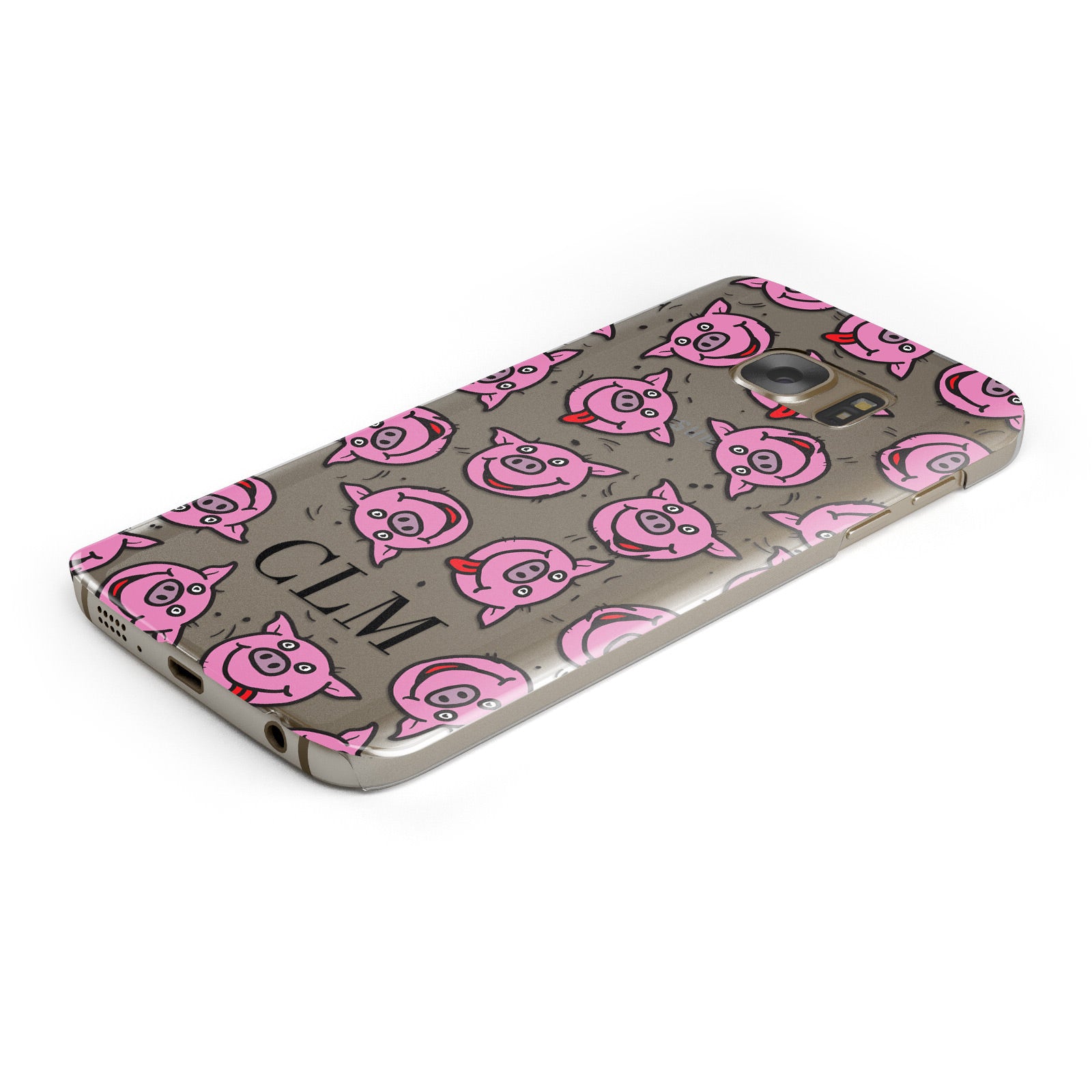 Personalised Pig Initials Clear Samsung Galaxy Case Bottom Cutout