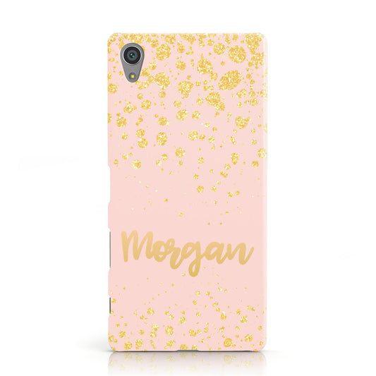 Personalised Pink Gold Splatter With Name Sony Xperia Case