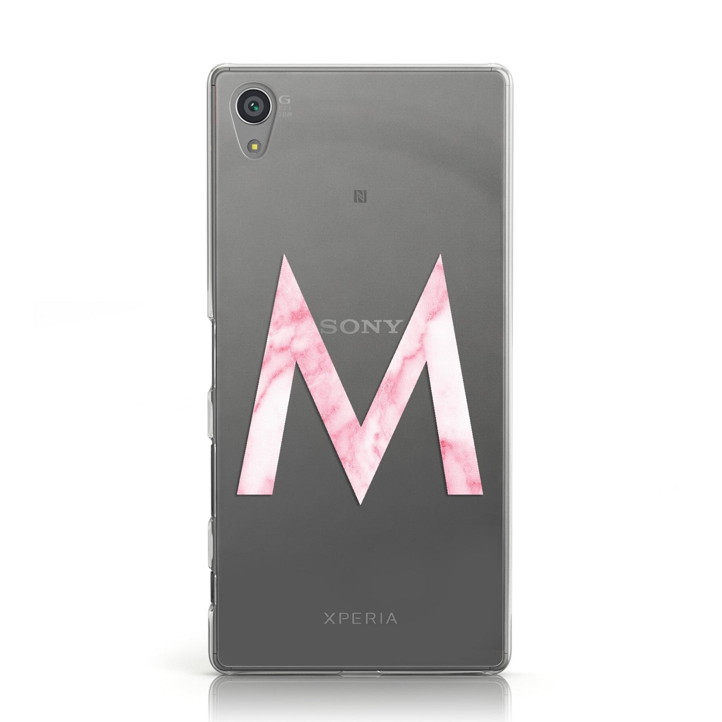 Personalised Pink Marble Initial Clear Custom Sony Xperia Case