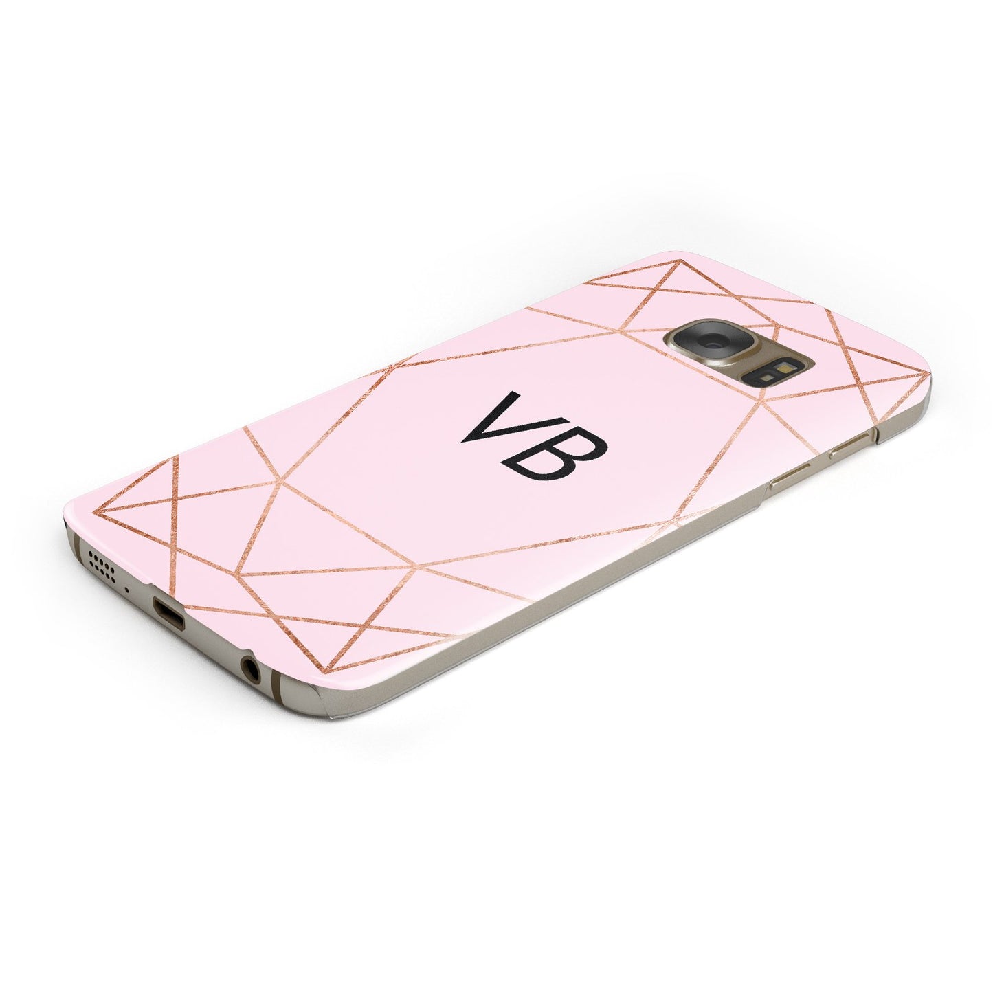 Personalised Pink Rose Gold Initials Geometric Samsung Galaxy Case Bottom Cutout