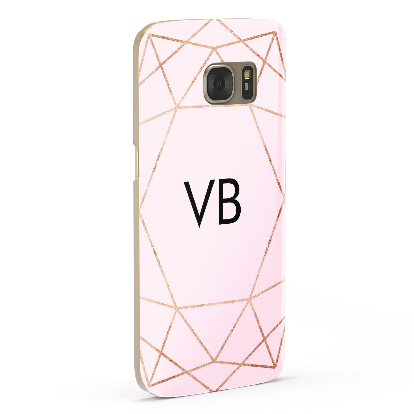 Personalised Pink Rose Gold Initials Geometric Samsung Galaxy Case Fourty Five Degrees