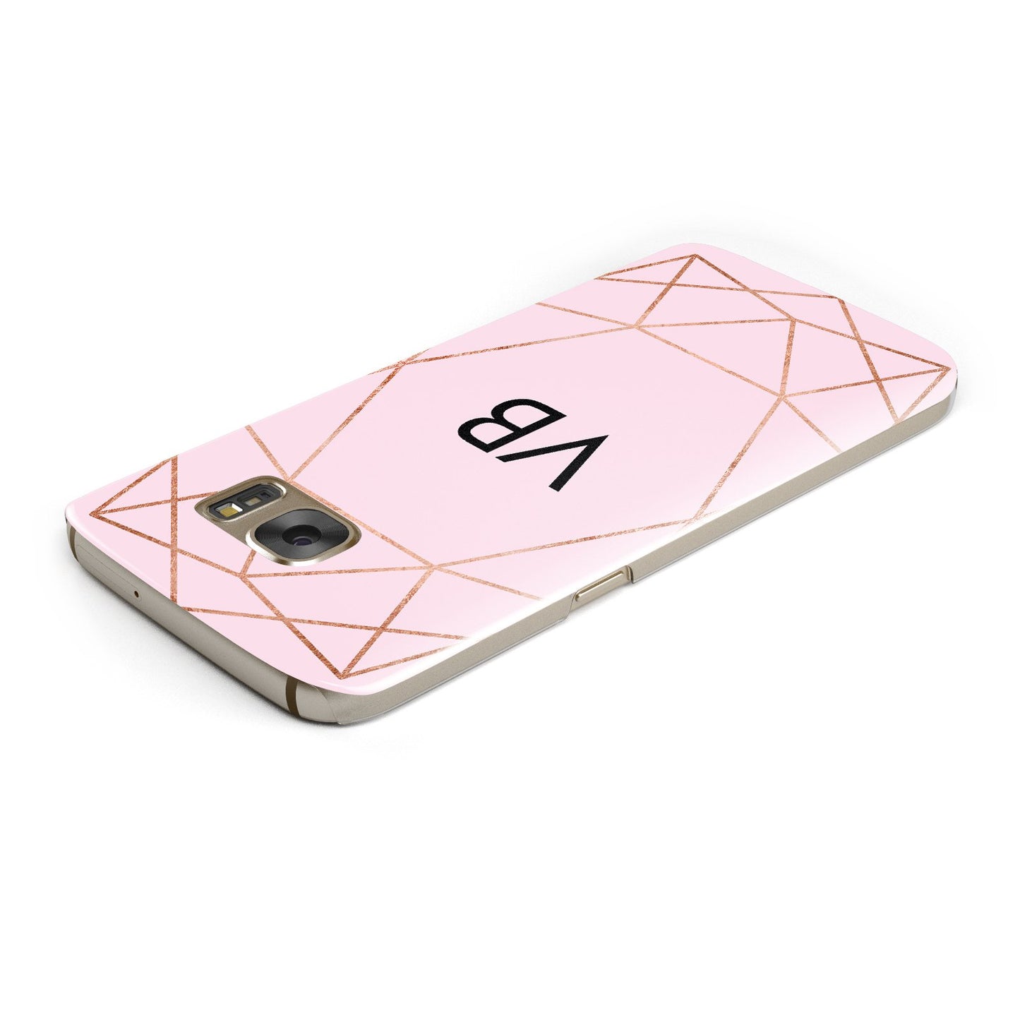 Personalised Pink Rose Gold Initials Geometric Samsung Galaxy Case Top Cutout