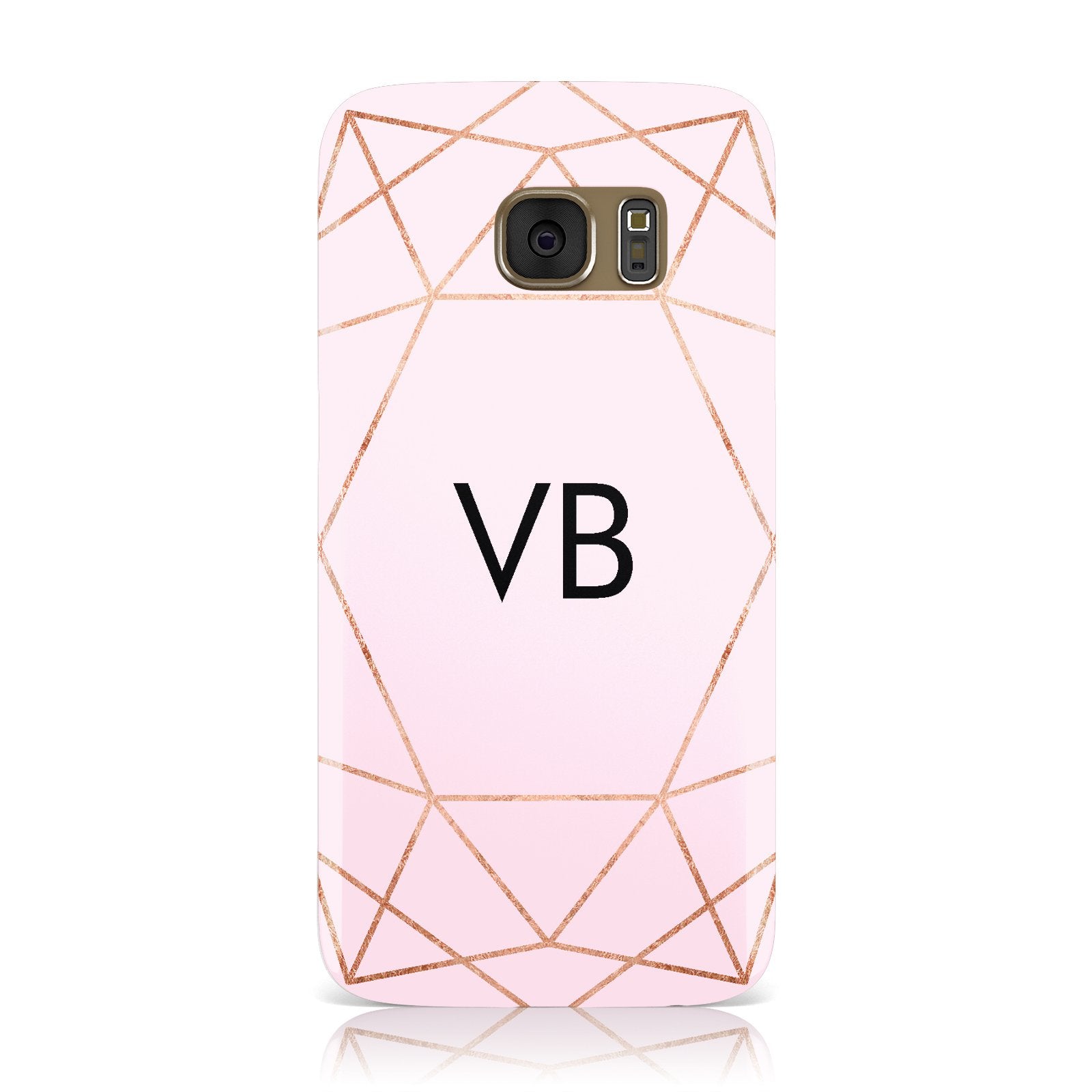 Personalised Pink Rose Gold Initials Geometric Samsung Galaxy Case