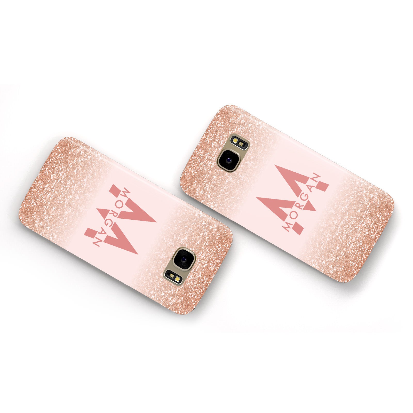 Personalised Printed Glitter Name Initials Samsung Galaxy Case Flat Overview