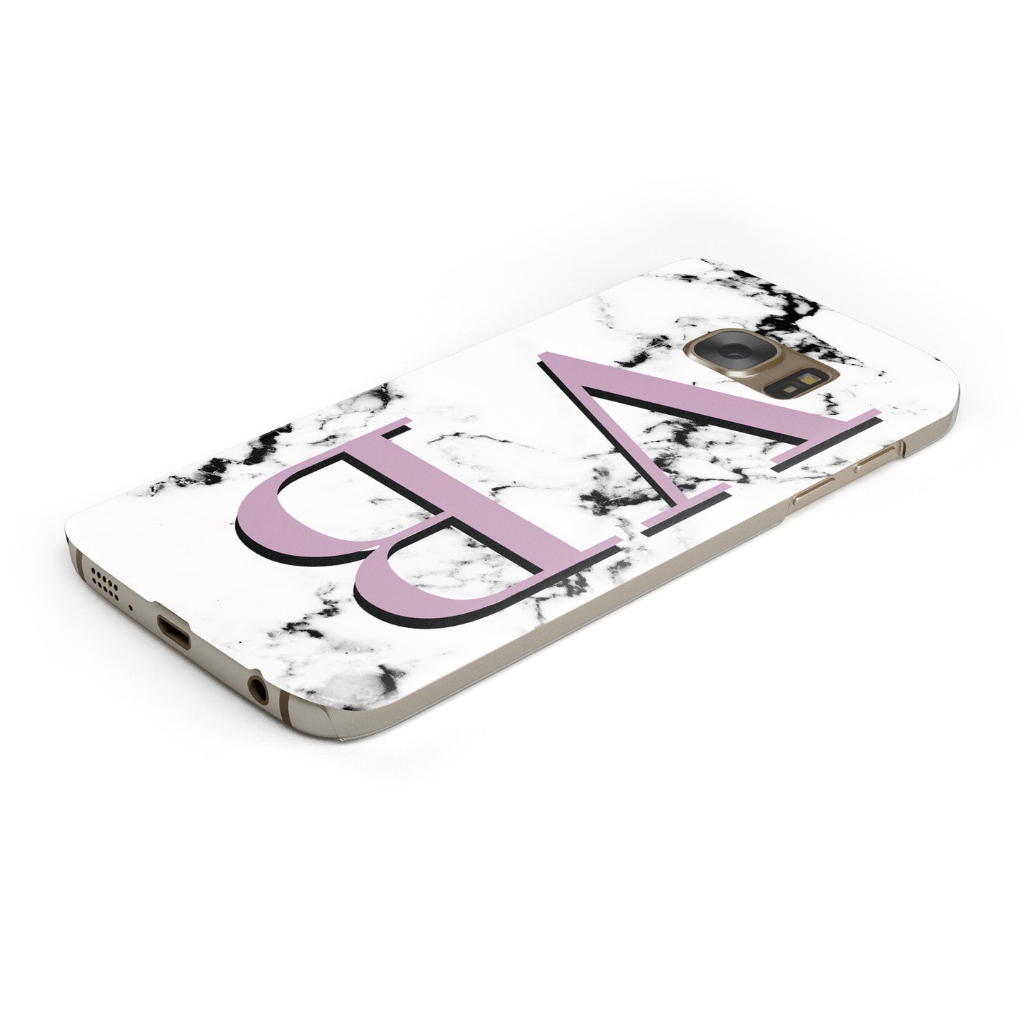 Personalised Purple Big Initials Marble Samsung Galaxy Case Bottom Cutout