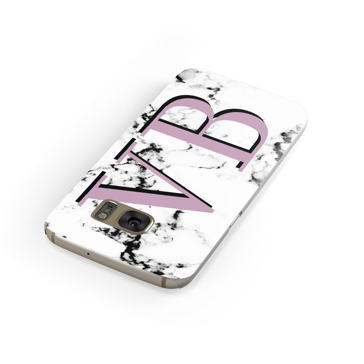 Personalised Purple Big Initials Marble Samsung Galaxy Case Front Close Up