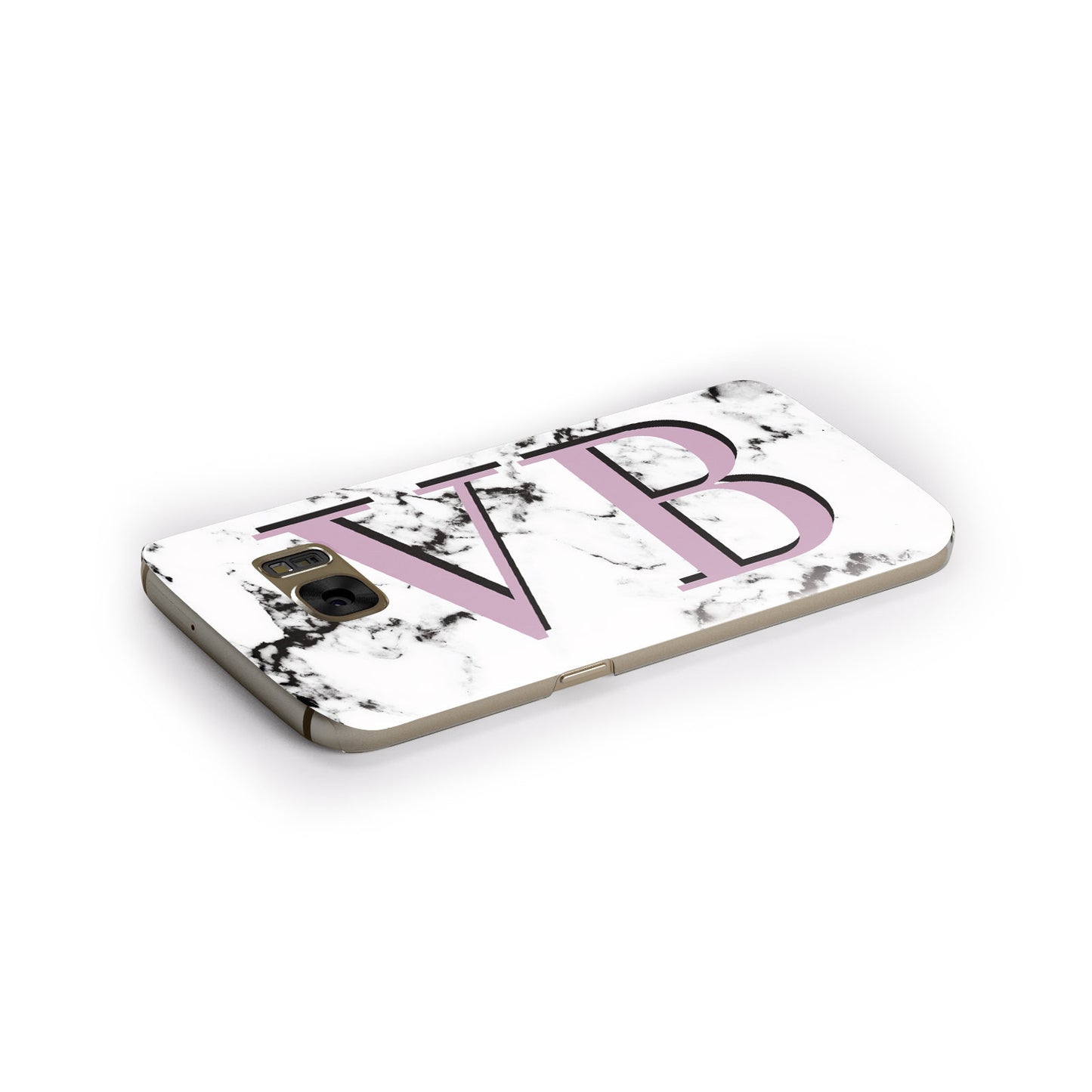 Personalised Purple Big Initials Marble Samsung Galaxy Case Side Close Up