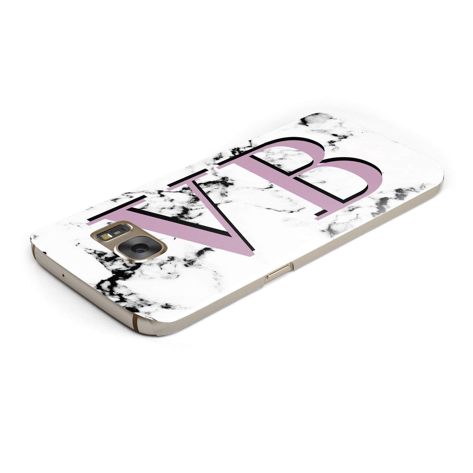 Personalised Purple Big Initials Marble Samsung Galaxy Case Top Cutout