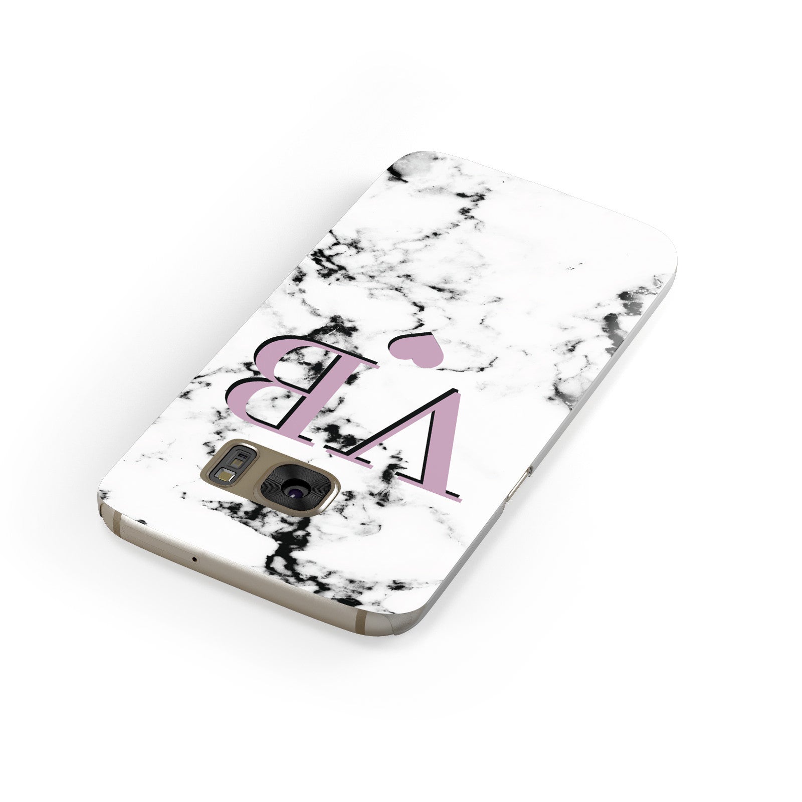 Personalised Purple Initialed Marble Heart Samsung Galaxy Case Front Close Up