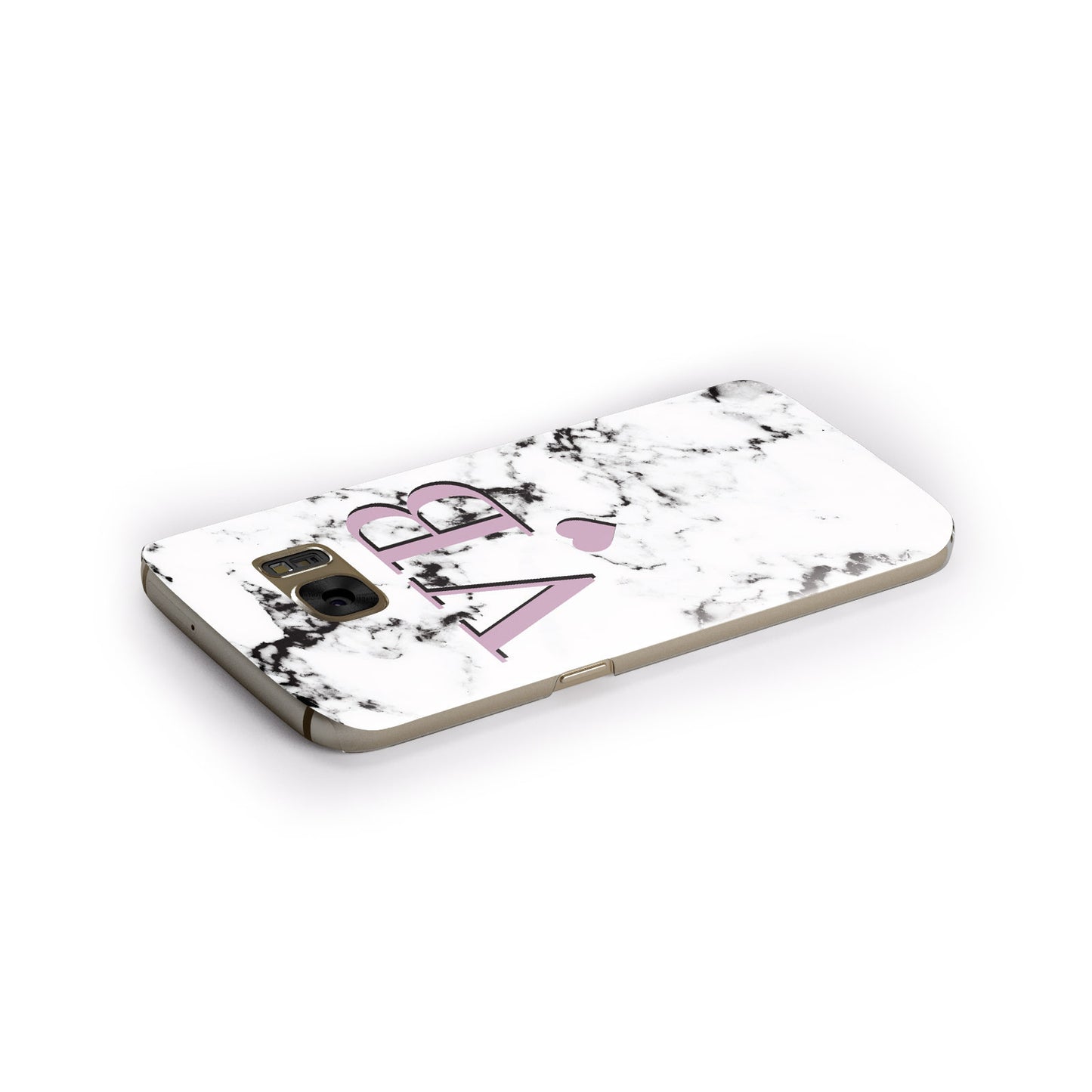 Personalised Purple Initialed Marble Heart Samsung Galaxy Case Side Close Up