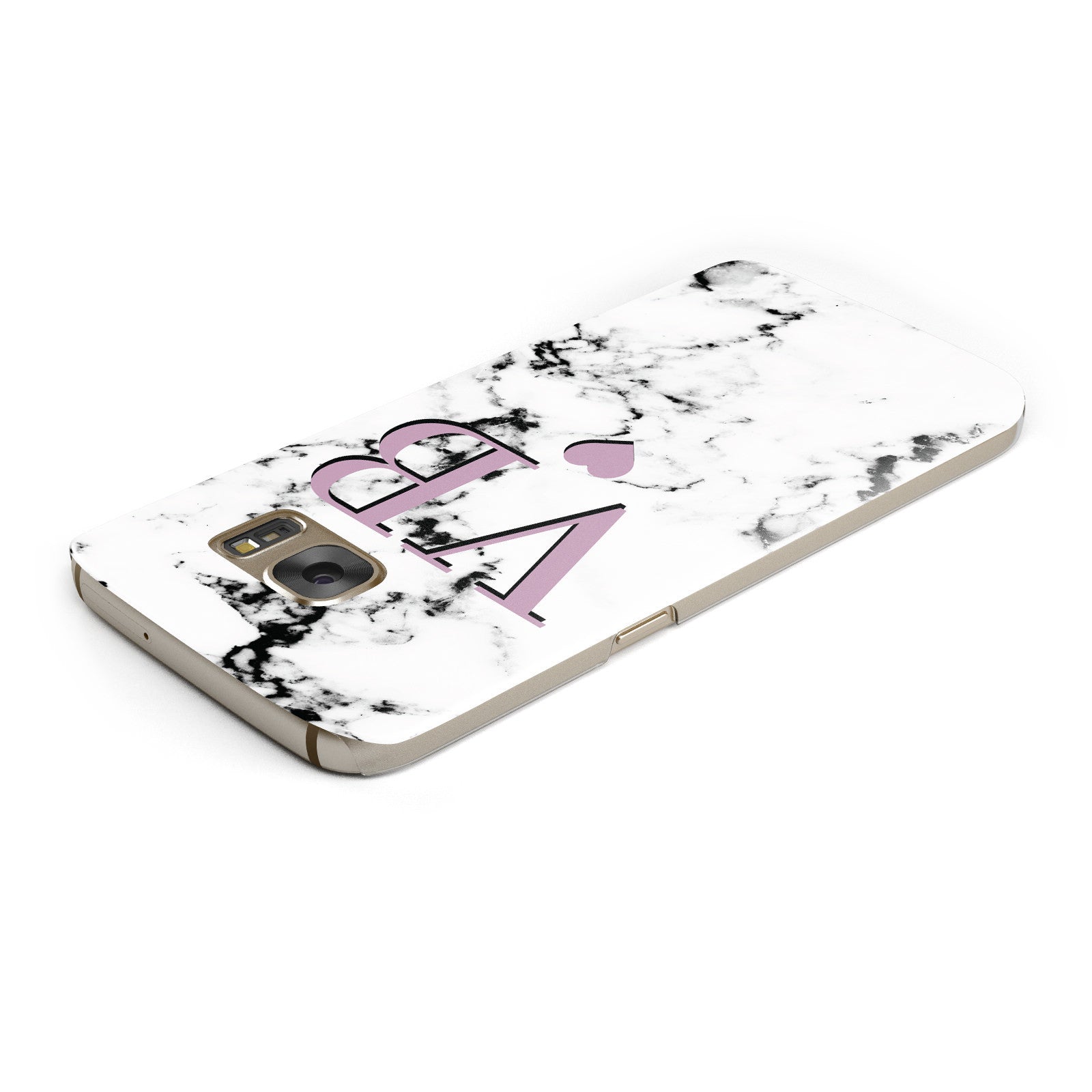 Personalised Purple Initialed Marble Heart Samsung Galaxy Case Top Cutout